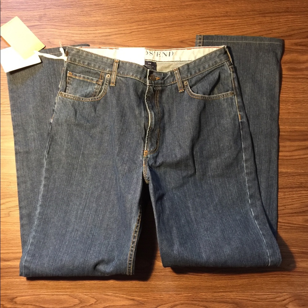 Men’s lands’ end relaxed slightly tapered jeans 34